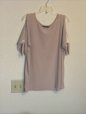DKNY Blush Pink Short Sleeve Top with Sleeve Knot
